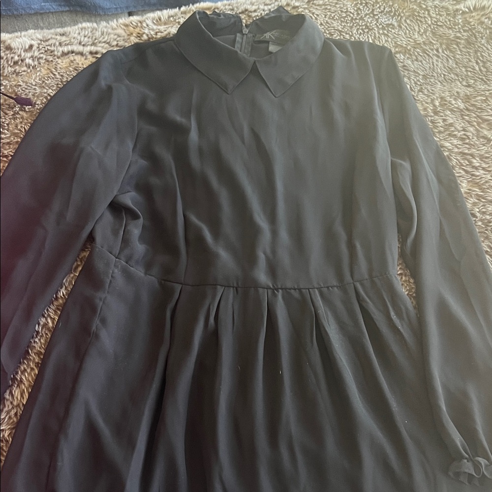 Kardashian Kollection Black Long-Sleeve Collared Dress